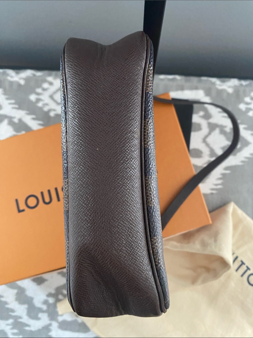 Louis Vuitton Damier Ebene Trousse Pochette w/Authentic Strap & Chain w/COA - Picture 8 of 14